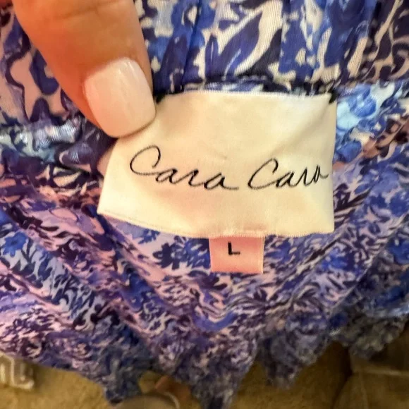 US$495 Cara Cara blue floral georgica skirt